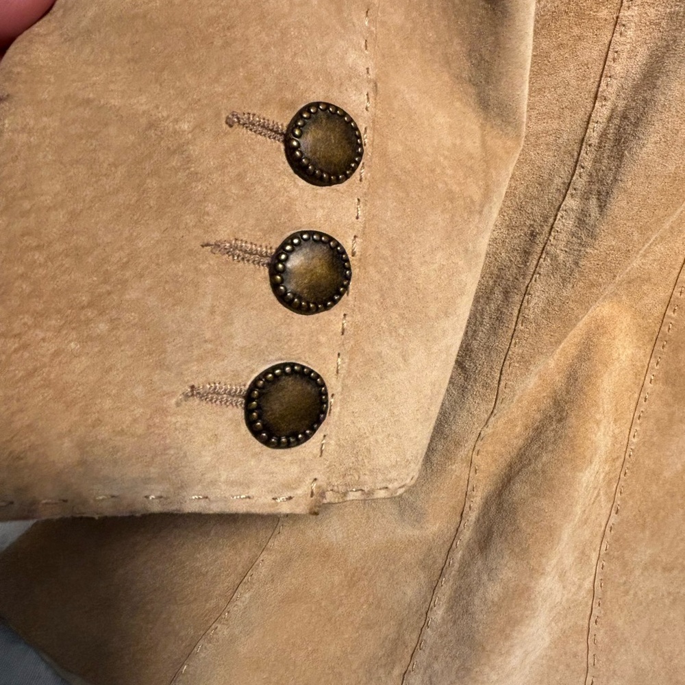 Coldwater Creek Tan Leather Blazer Jacket Women’s XL Button Front - Picture 9 of 16